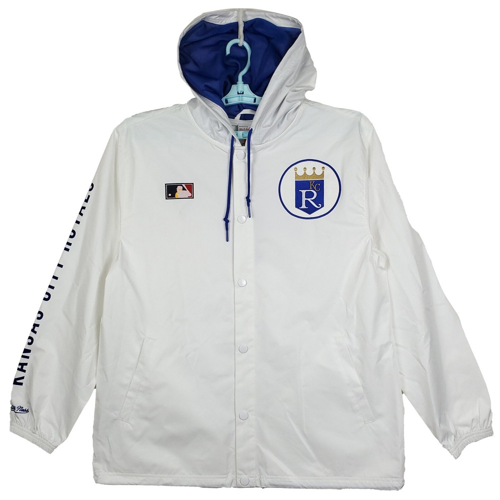 KC Royals Mitchell & Ness MLB Large Light Weight Windbreaker Jacket White NWT